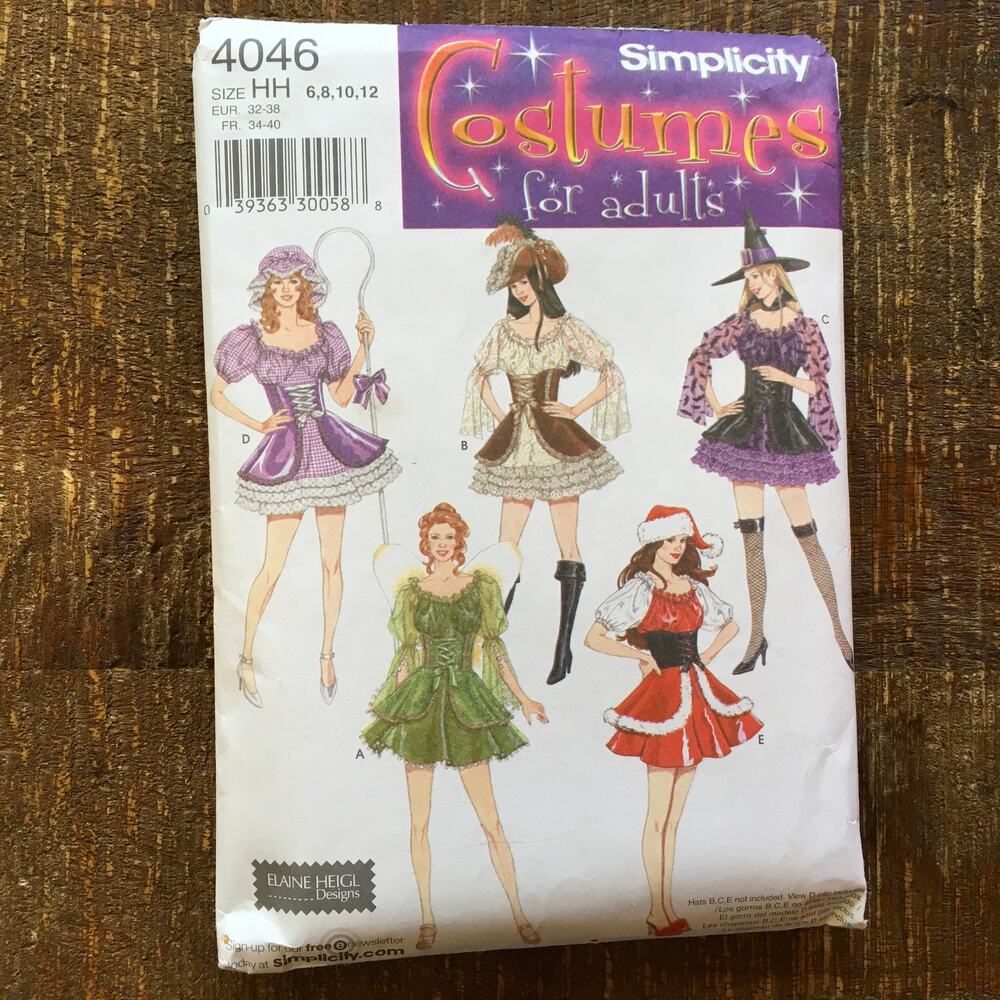 Simplicity Sewing Pattern 4046 Costume for Adults Sexy Corset Dress 6, 8, 10 CUT